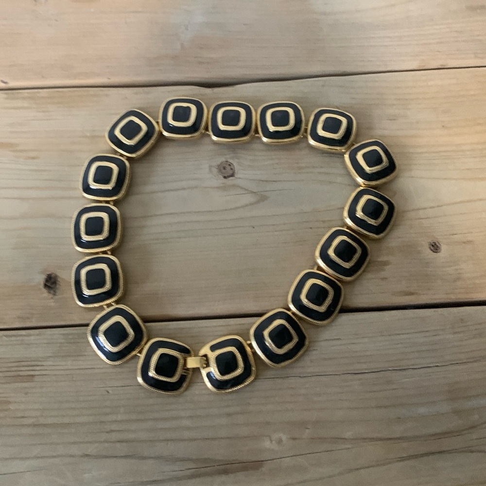 Vintage 80’s Stylish Gold and Black Link Necklace